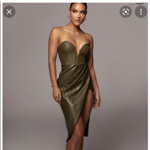 JLUXLABEL cededella faux leather strapless sweetheart midi dress